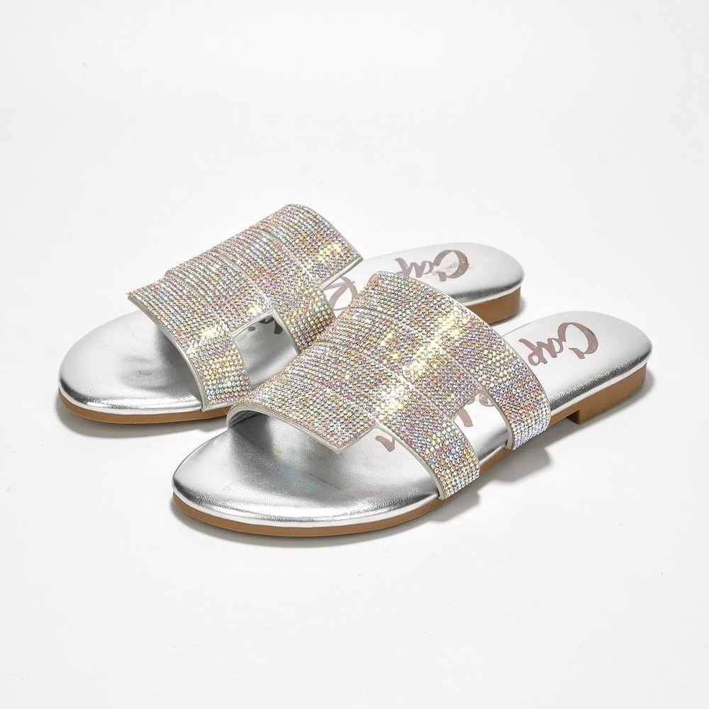 Silver Rhinestone Flat Sandal - Picture 4 of 5